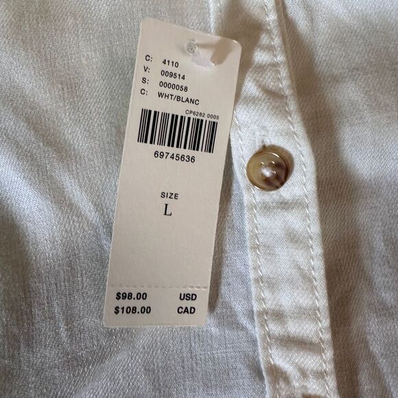 NWT Anthro Pilcro Size L Tie Back Shrunken Shirt Button Up Open Cotton - Picture 5 of 12